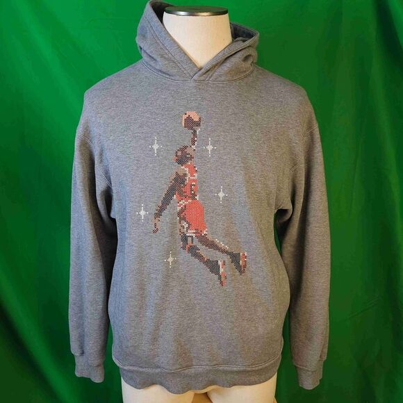 Nike Air Jordan Mens Gray‎ Essentials Cross Stitch Jumpman Hoodie Medium - Picture 1 of 5